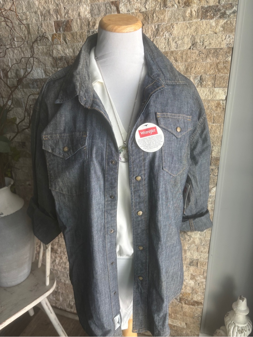 Wrangler Dark Denim Button-Up Jacket